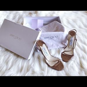 Jimmy Choo sandals in glitter gold leather sz 37.5